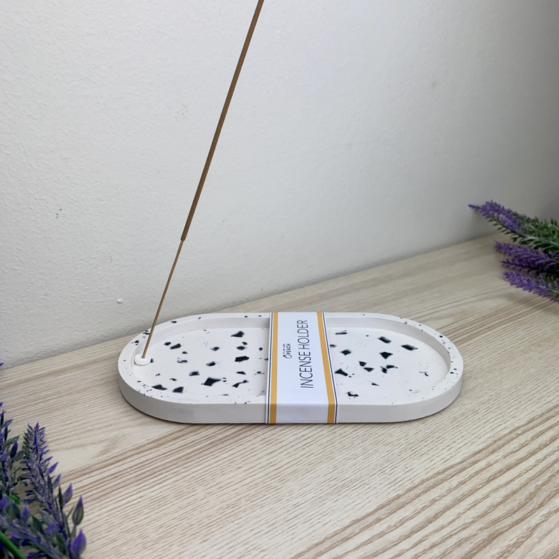 Terrazzo Incense Holders, White/Black