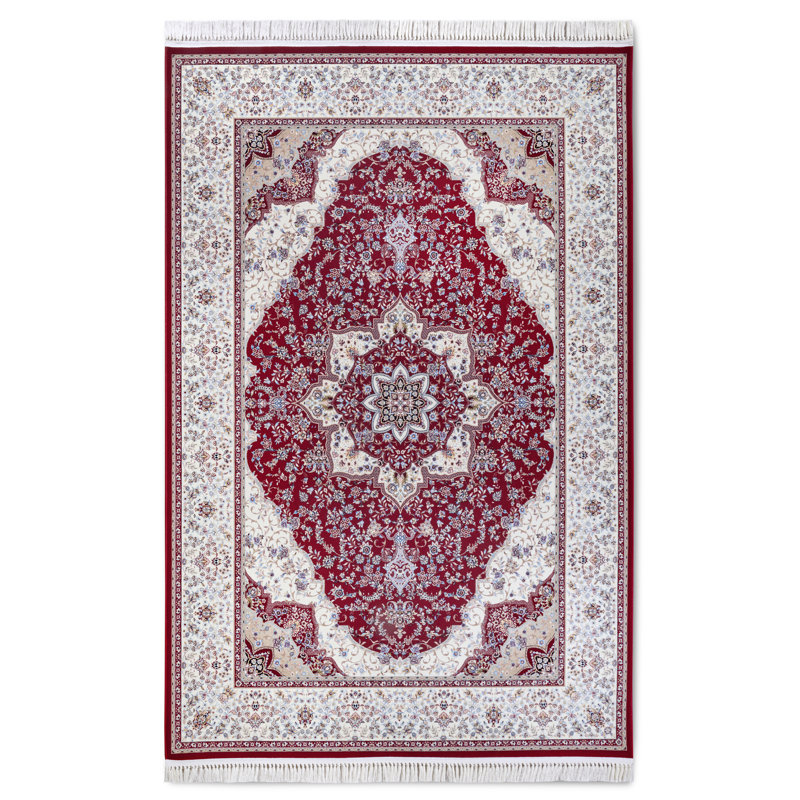 Kollektion 1870 Machine Woven Cream/Red Indoor Rug, Rectangle 128 x 190cm
