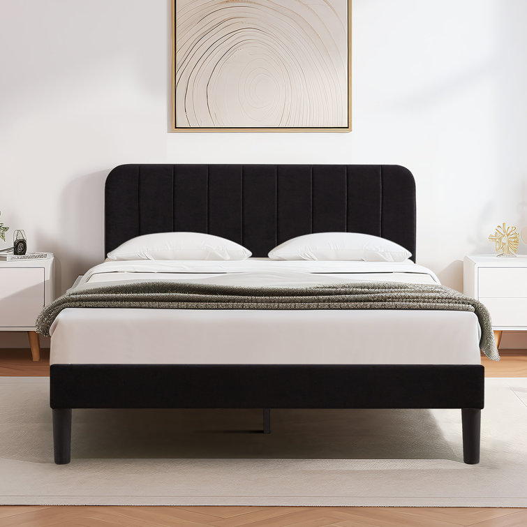 Auxter Upholstered Platform Bed Frame with Adjustable Headboard No Box Spring Needed