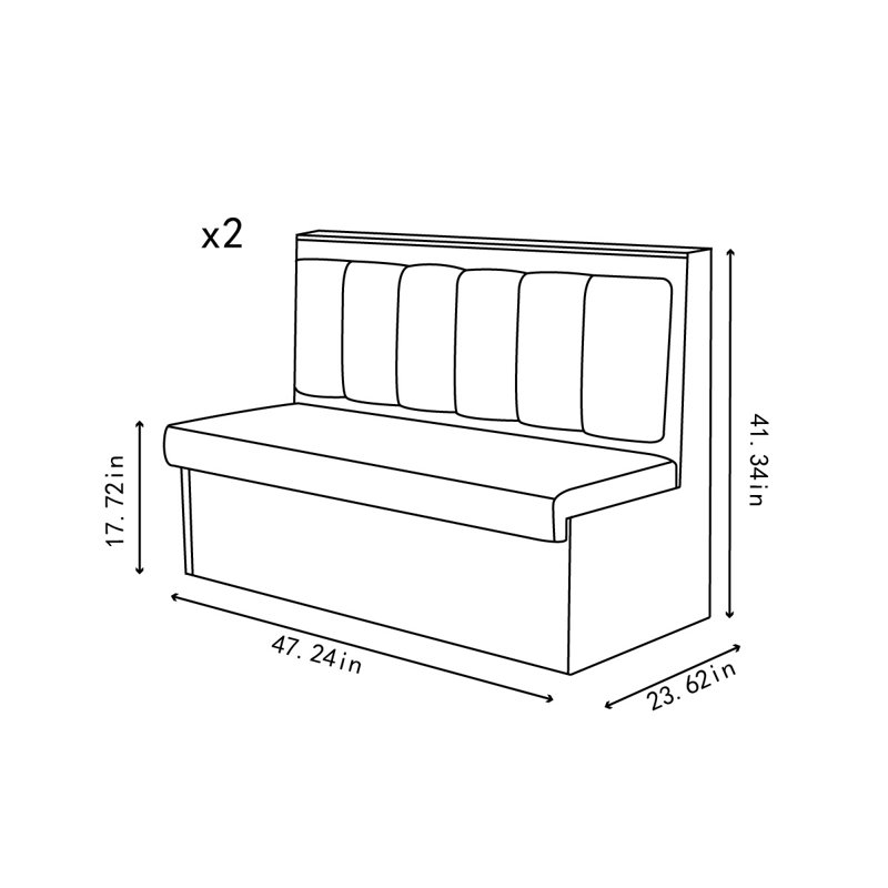 Ensemble de 2 bancs rembourrés en similicuir et bois massif