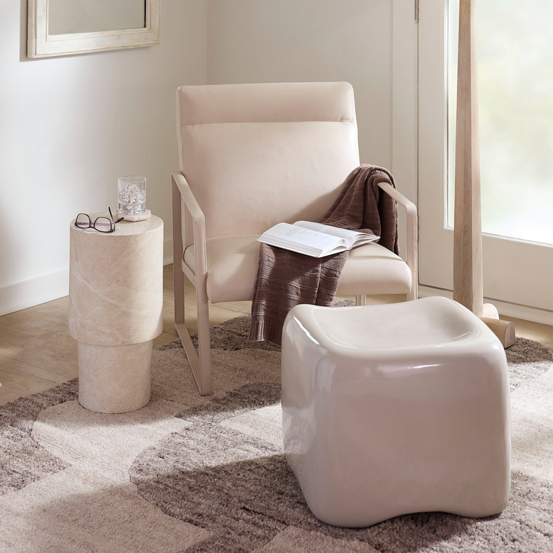Hemingway Leather Accent Chair, Saddle, Cream