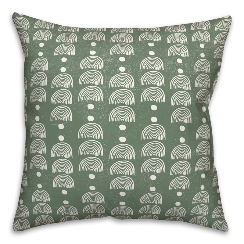 Housse et insert de coussin d'extérieur carré à motif arc-en-ciel 14, Vert, 20 po x 20 po