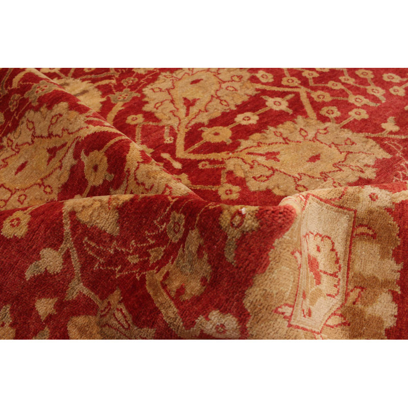 Tapis à main one-of-kind-noué la 2010 ushak rouge 4 pi 7 po x 6 pi. zone en laine 9 po Resch