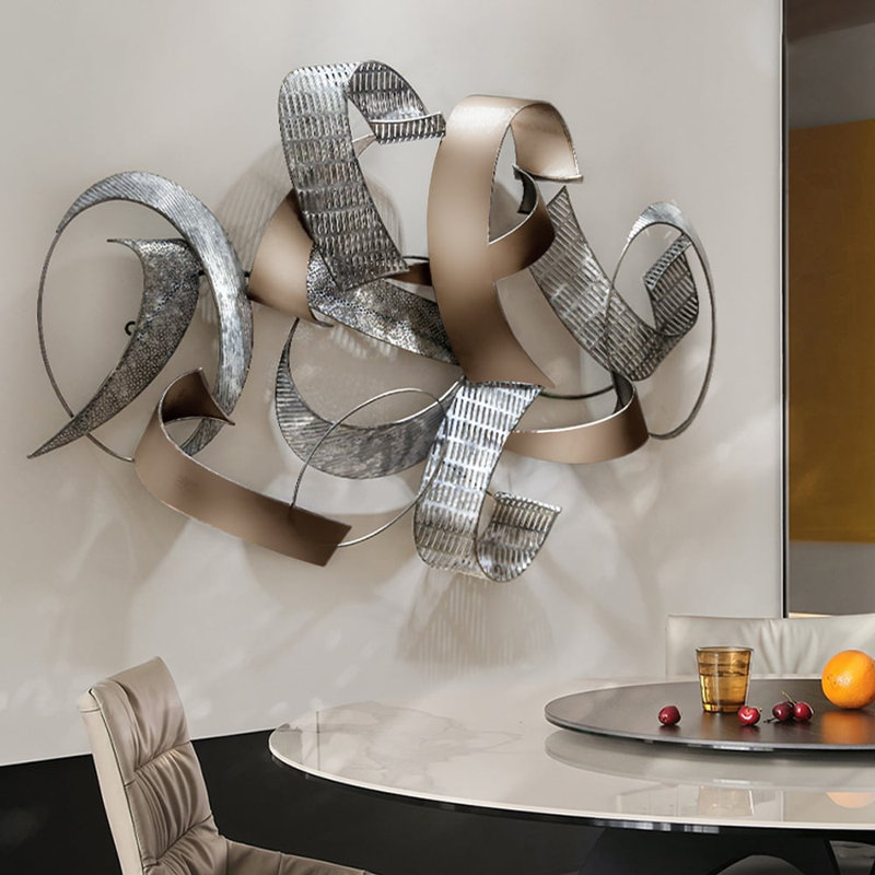 47.2" Large Modern 3D Metal Wall Decor Abstract Geometric Overlapping Art Living Room