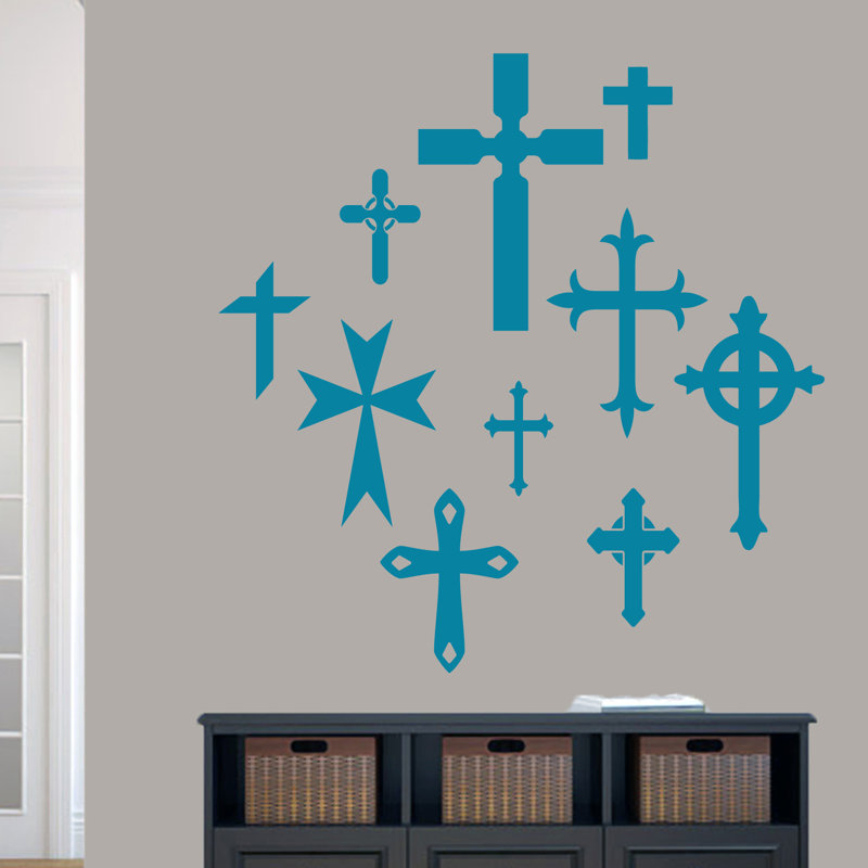 Adhésif décoratif ensemble de croix, Bleu sarcelle