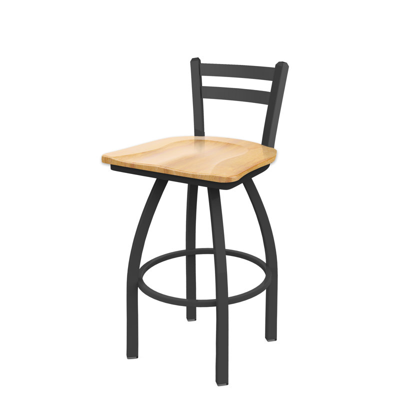 Tabouret de bar et de comptoir 411 Jackie, Étain, Bois - Érable naturel, Tabouret de comptoir (siège d'une hauteur de 25 p