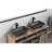 22" L Matte Black Glass Bathroom Sink. Faucet And Pop-Up Drain. Classic Style. To Rust Corrosion. Complete Kit Sink With Rectangular Bowl. Elegant Design. Corrosion . All-Inclusive