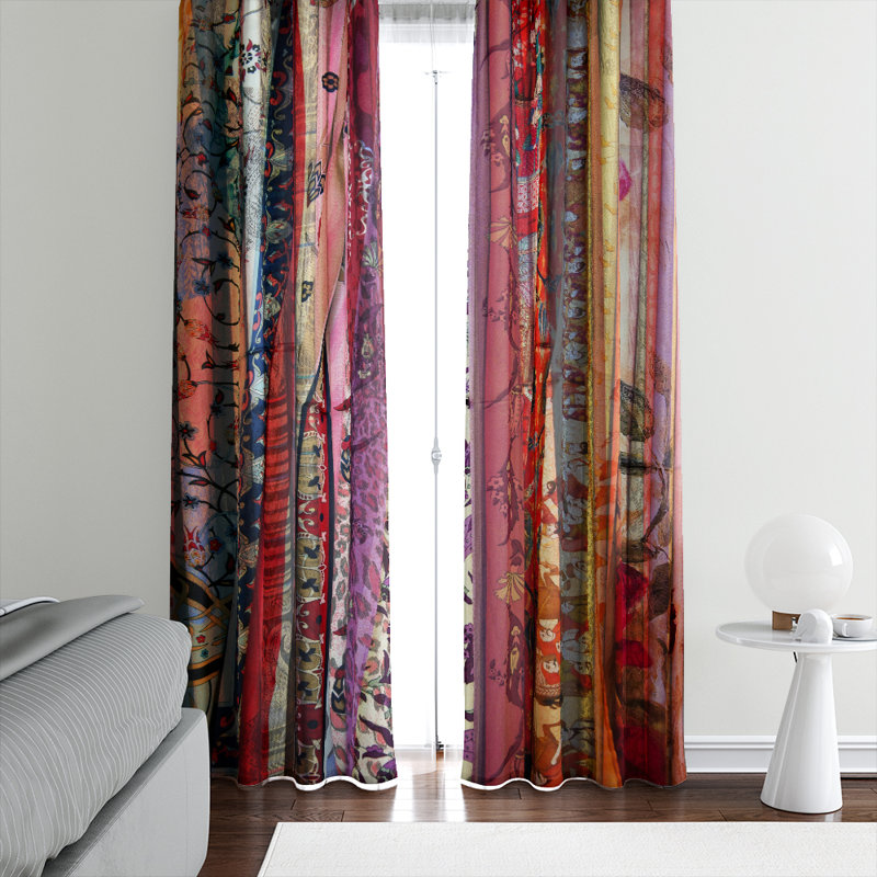 Panneaux de rideaux semi-transparents à motif floral, l 20 po x L 52 po