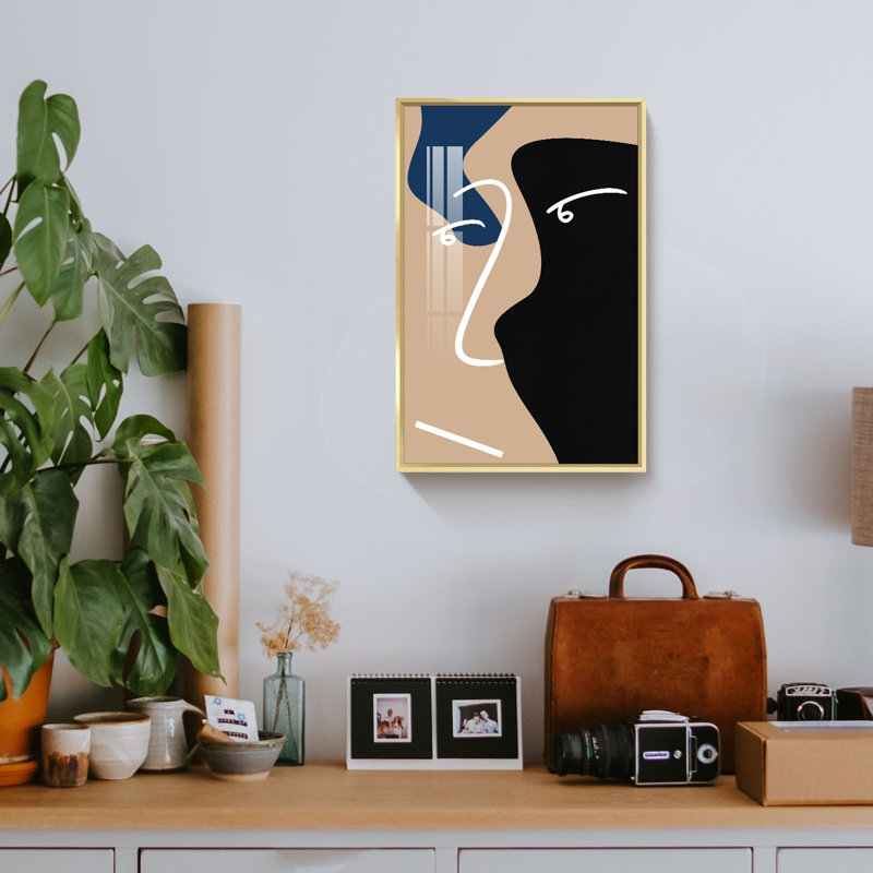 Œuvre d'art abstraite encadrée sur toile, H 15,88 po x l 11,88 po x P 1 po, Or