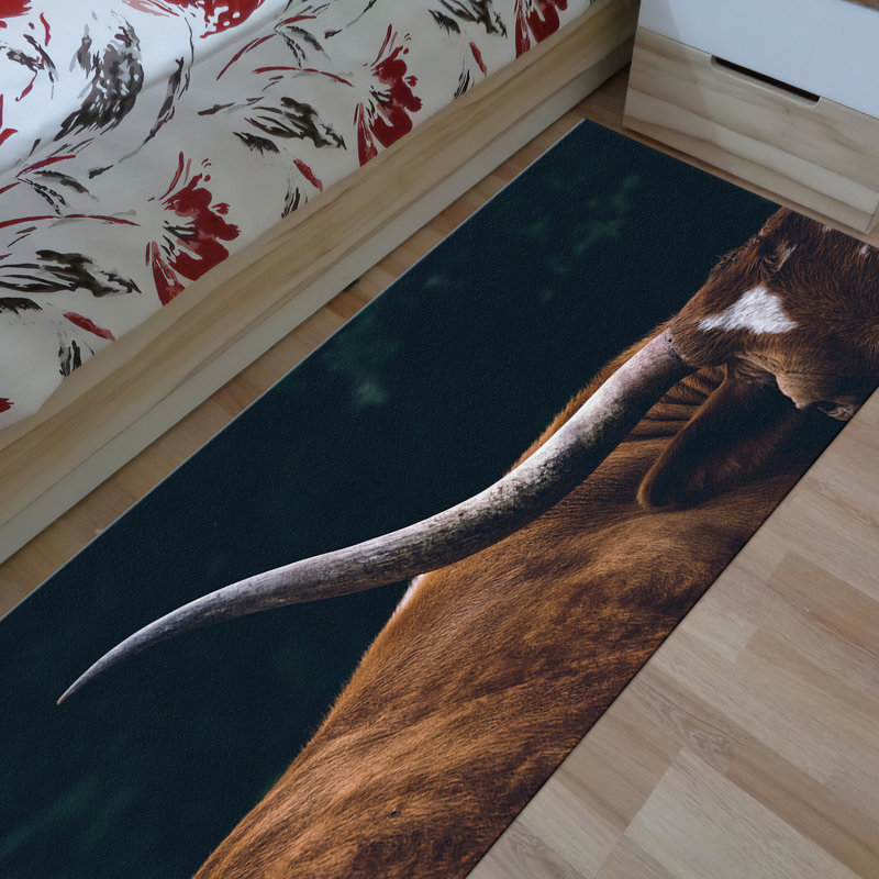 Scenic Mountain Landscape Printed Rug in Vibrant Colors Made from Durable Thin Non-Woven Material Perfect for Adding A Touch of Nature to Any Room in Your Home