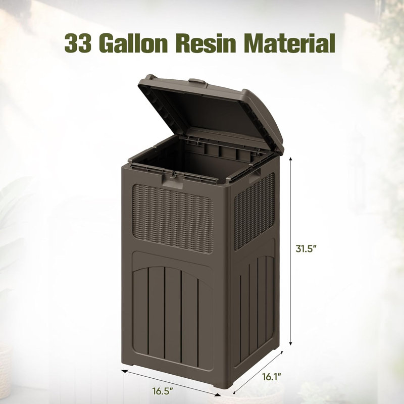 Poubelle extérieure 33 gallons, poubelles dissimulées avec couvercle étagé.