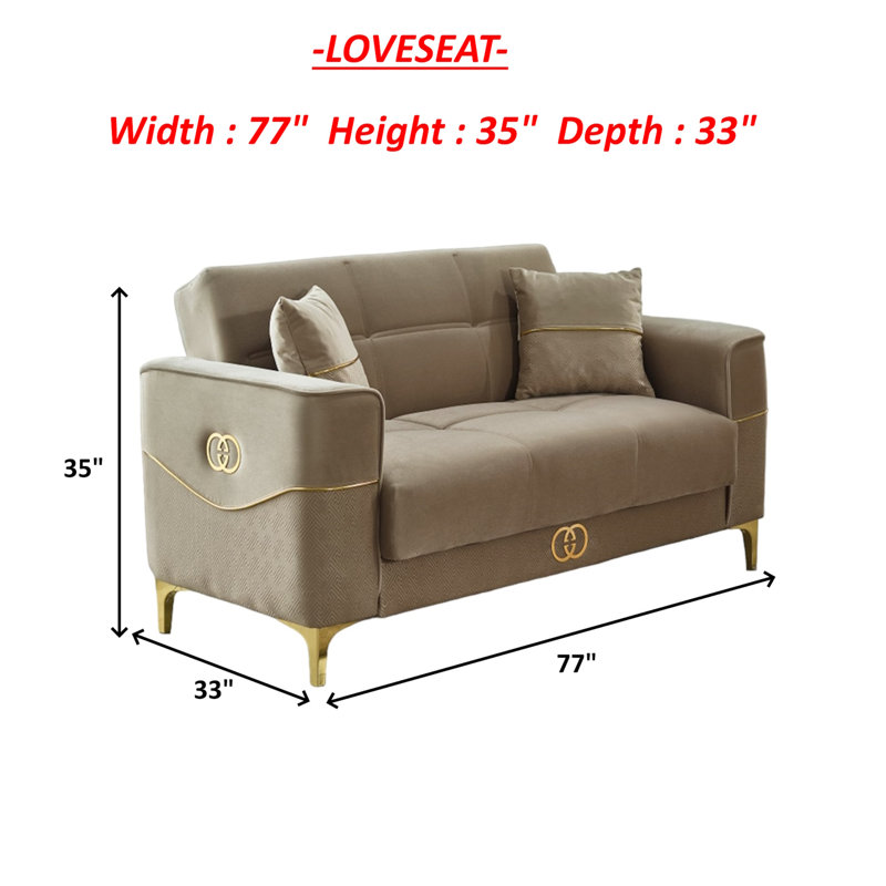 Sophey 3 - Piece Velvet Living Room Set