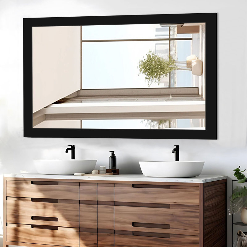 Wood Rectangle Mirror, Black, 54" x 36"