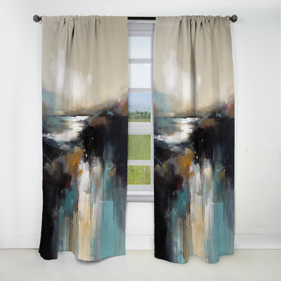 Serene Waters In Marble II - Abstract Marble Curtain - Blackout Marble Curtain - 1 Panels