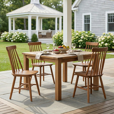 17.5"W Farmhouse Dining Chairs Set of 4,  Windsor Back Solid Wood Side Chair