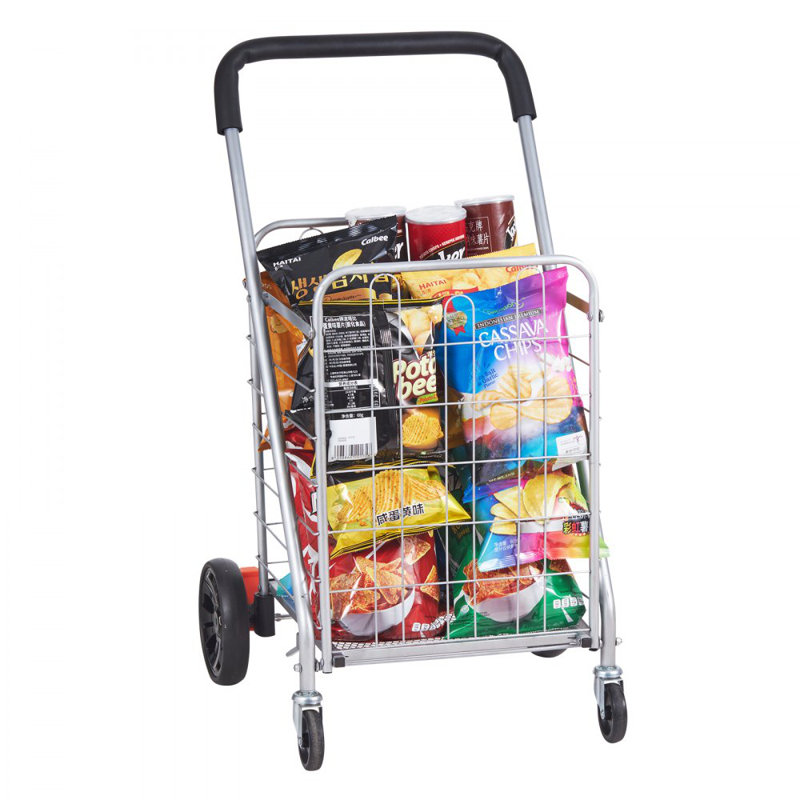 Chariot pliant, capacité de charge maximale de 66 lb, chariot utilitaire d'épicerie, H 34,84 po x l 19,09 po x P 18,31 po