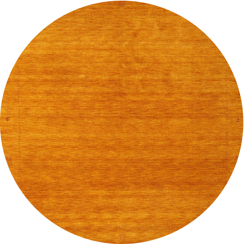 Tapis de zone orange contemporaine, Rond 6 pi x 6 pi
