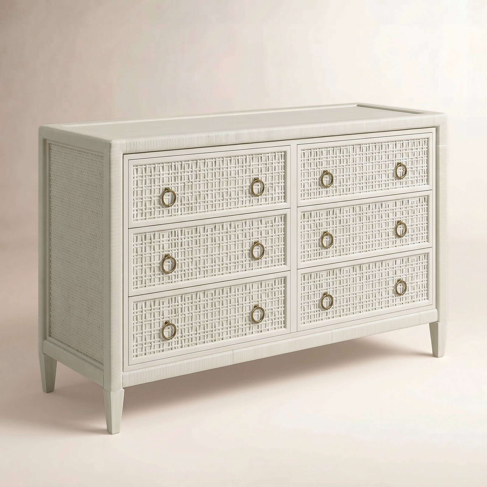 Monterey 6 Drawer 54'' W Dresser, Bisque, Yes, Brass