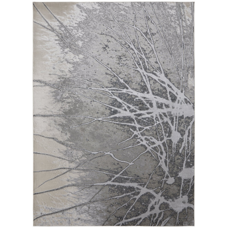 Oria Industrial Abstract Polyester/Polypropylene Area Rug, Rectangle 3'11" x 6'
