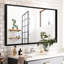 Miroir mural noir brillant 36x30inch - Bord biseauté pour la salle de bain, reflet transparent sans cadre de meuble-lavabo moderne
