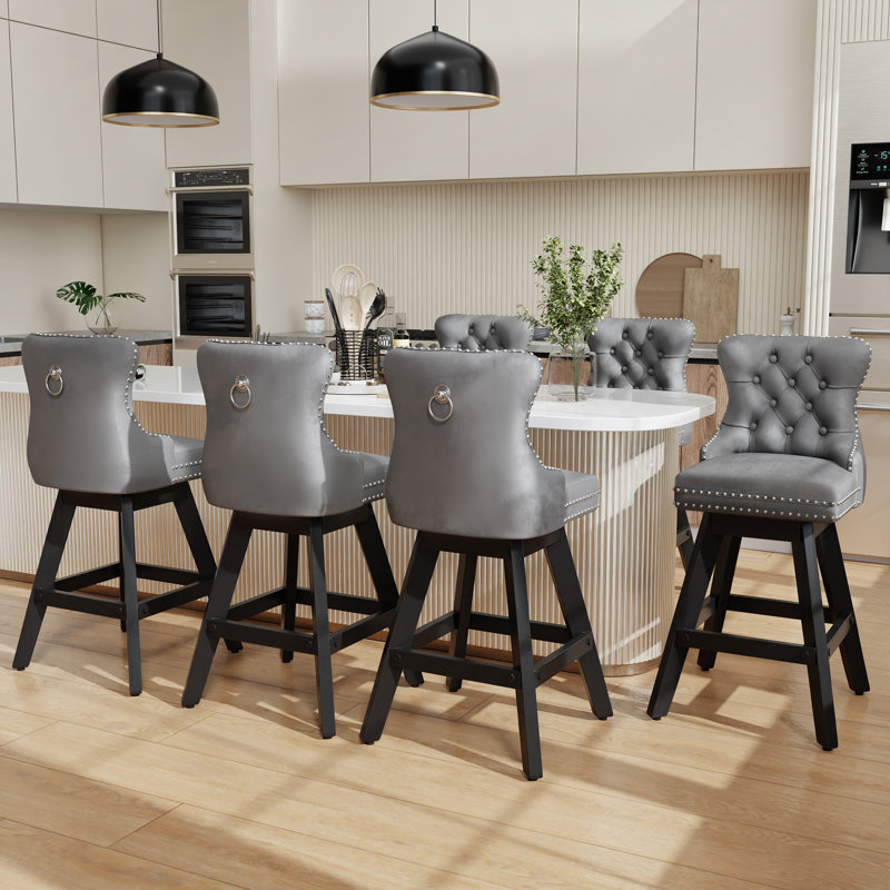 Ensemble de 6 tabourets de bar Velvet, Gris