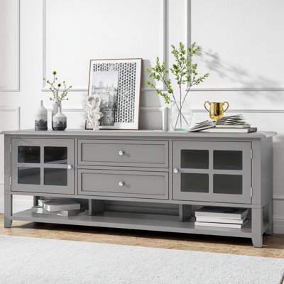 Élégant meuble télé pour téléviseur de 60 po ou moins, console multimédia moderne avec rangement spacieux pour le salon ou la chambre à coucher