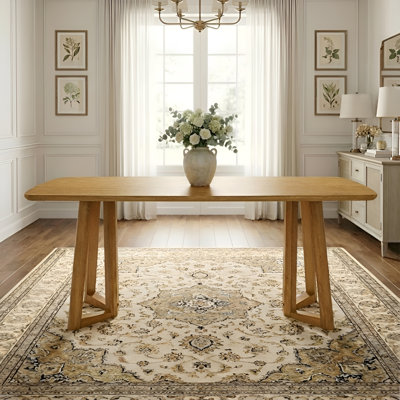 Table de salle à manger rectangulaire avec pieds en bois massif, table de salle à manger de style campagnard pour cuisine / salle à manger / chambre d'amis