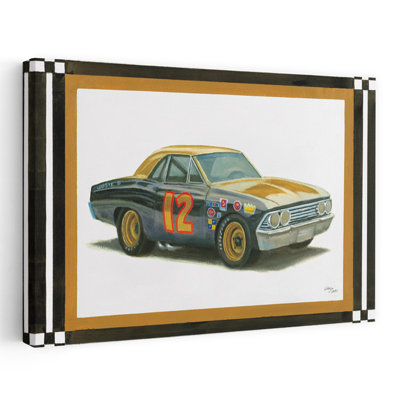 Voiture de course Josie, cheval rétro classique, reproduction d'art murale