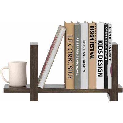 Bibliothèque de bureau réglable 100% en bois massif, bibliothèque de table rétro, tablette de bureau pour le salon, la maison, le bureau, parfaite pour le magazine, les livres, les livres de cuisine, aucun outil requis pour l'assemblage, brun foncé