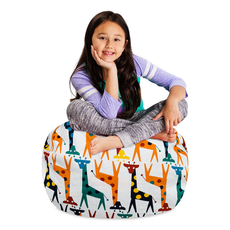 Housse pour fauteuil à billes Kids, Moyen - 27 po, Toile - girafes sur fond blanc