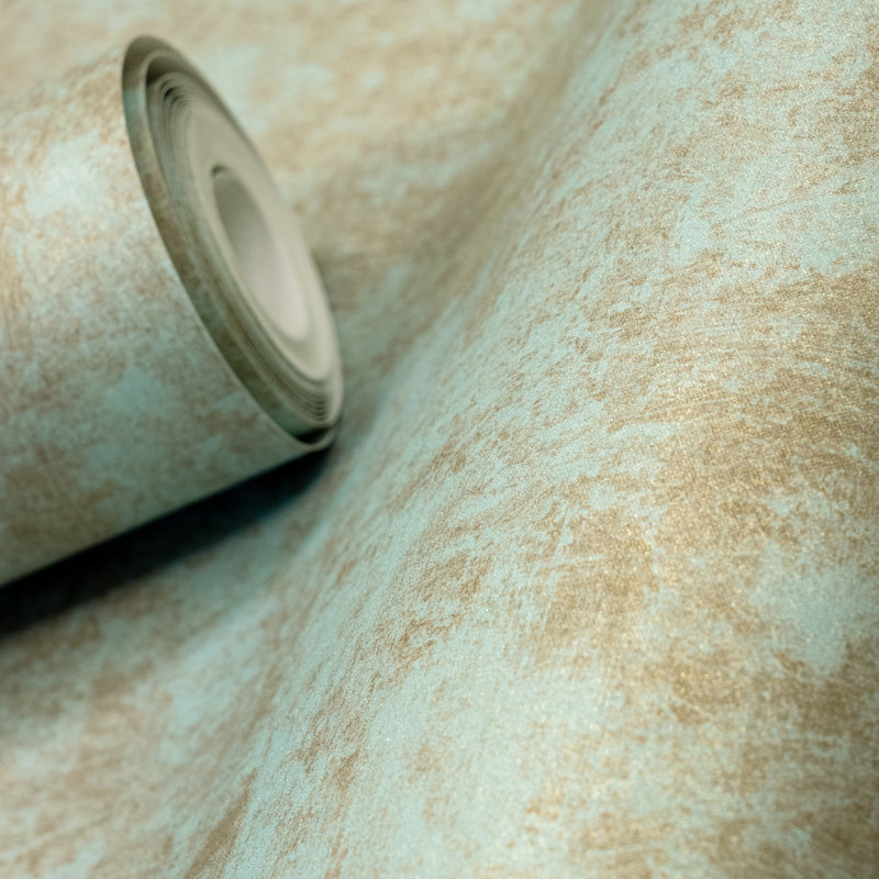 Julie Feels Home Glitter/Shimmer Plain Texture Wallpaper Roll, Teal