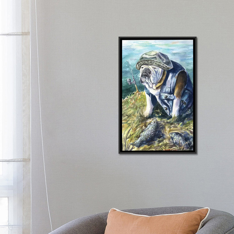 «George» George Dyachenko, peinture sur toile tendue, Toile avec cadre noir, H 26 po x l 18 po x P 1,5 po, Pas de tapis