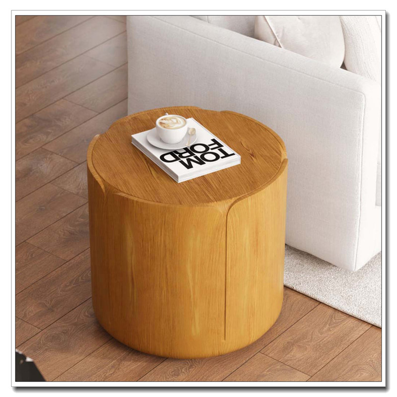 Table d'appoint ronde moderne pour l'intérieur et l'extérieur, Naturel, 1