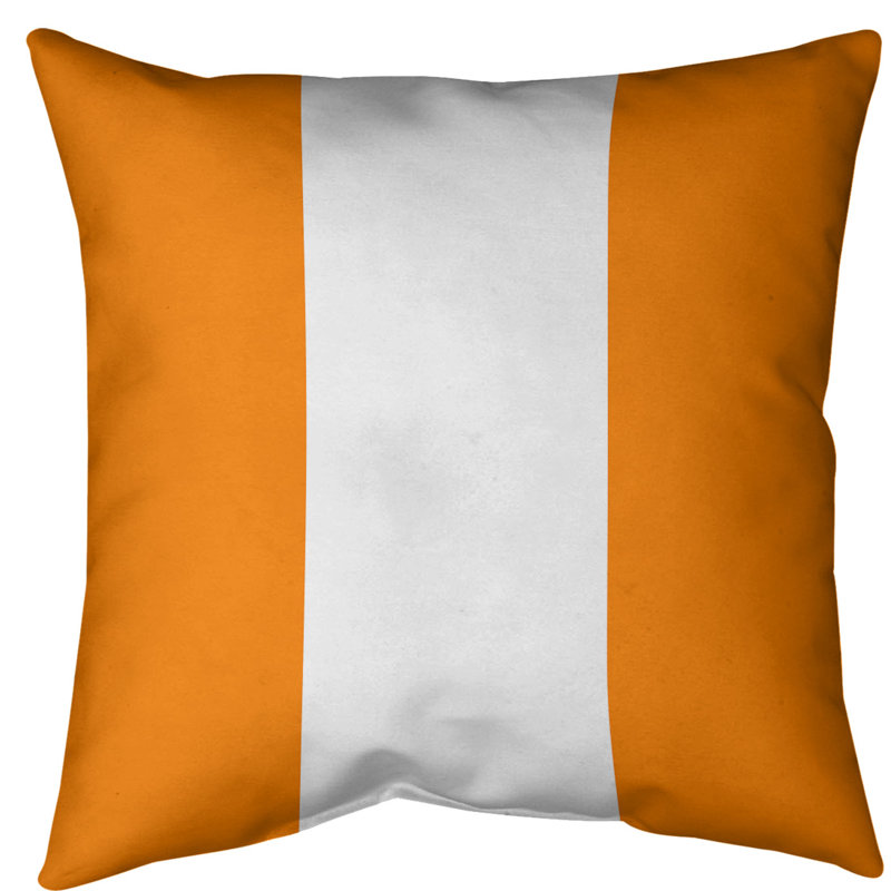 Housse de coussin, 14 po x 14 po, Orange/Blanc, Polyester filé