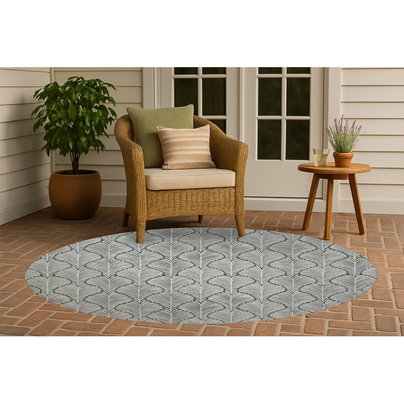 Tapis d'extérieur antidérapant Elegant Palms, Rond 5 pi