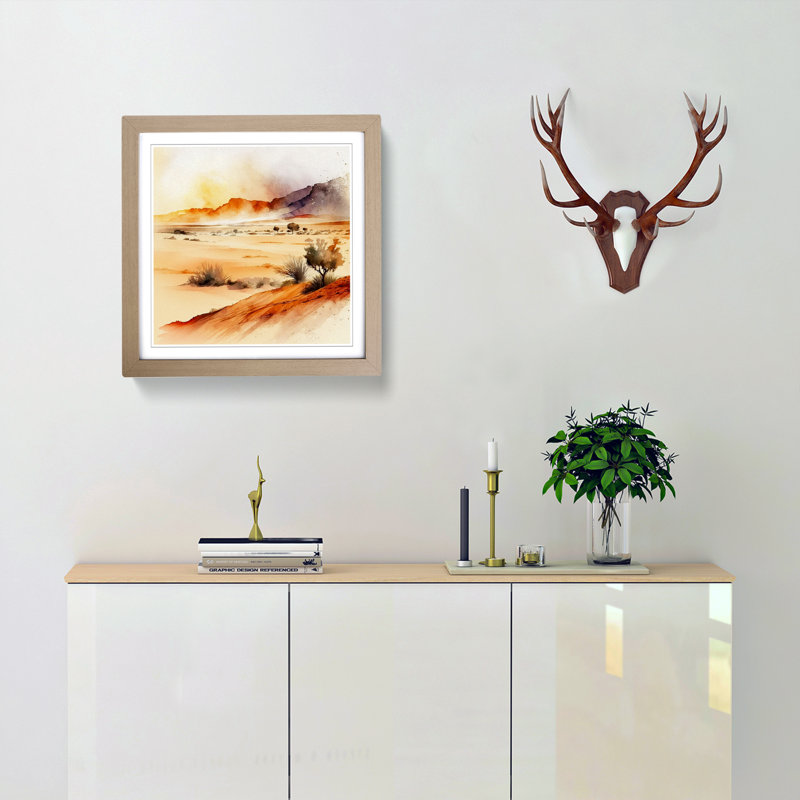 Desert Watercolour - Framed Print, Oak
