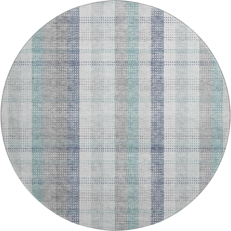 Premium Machine Washable Prisco Silver Rug, Round 8'