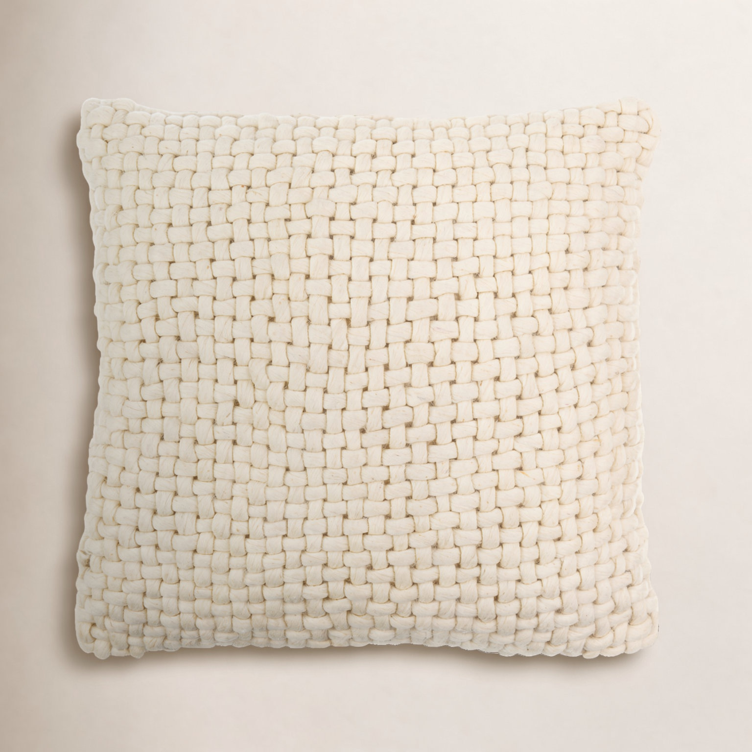 Belel Wool Pillow Cover, Cream, Polyester/Polyfill, 20" x 20"
