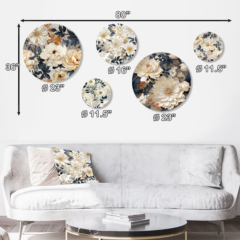 Tottenham - ensemble d'art mural rond 5 plantes