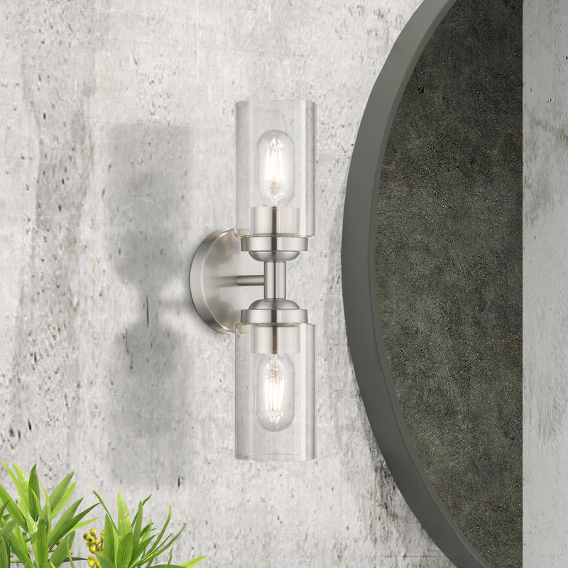 Éclairage de salle de bain à intensité variable à 2 lumières Dorchen, Nickel brossé