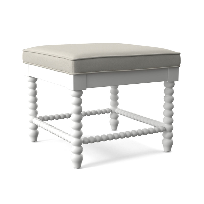 Louisa Bench, Frost White Finish, White Performance Fabric