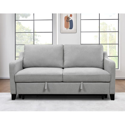 Lillyan 68.5'' Linen Square Arm Sofa Bed -  Red Barrel StudioÂ®, AFBB0D19F8CE4E78989785CA3AD527F1