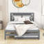 Lit plateforme double en bois avec lit gigogne réglable simple et tête de lit-87055825