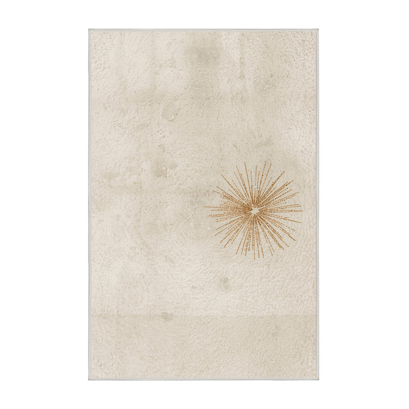 Machine Washable Torresdale New Years Modern & Contemporary Abstract Rug in Beige – White Binding, 8x12