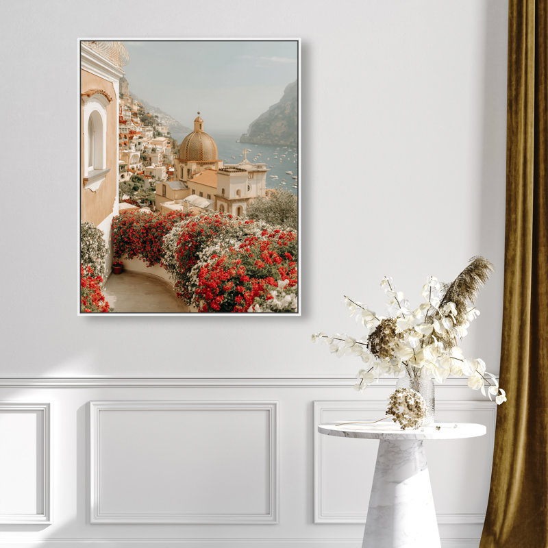 Clifftop Crimson I Canvas Nautical & Beach Print by Oliver Gal, Black Frame, 16 x 20, 31"H x 37"W, Black Floater Frame