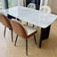 Table de salle à manger / cuisine en cristal blanc de luxe avec alliage en aluminium et acier au carbone blanc-1695452724