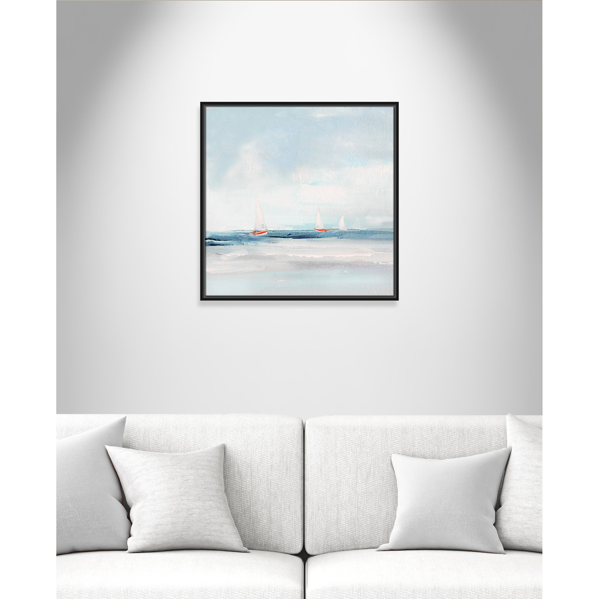 Caribbean Sail by Sally Swatland - Floater Frame Print on Canvas, Black, 25.5" H x 25.5" W x 2" D
