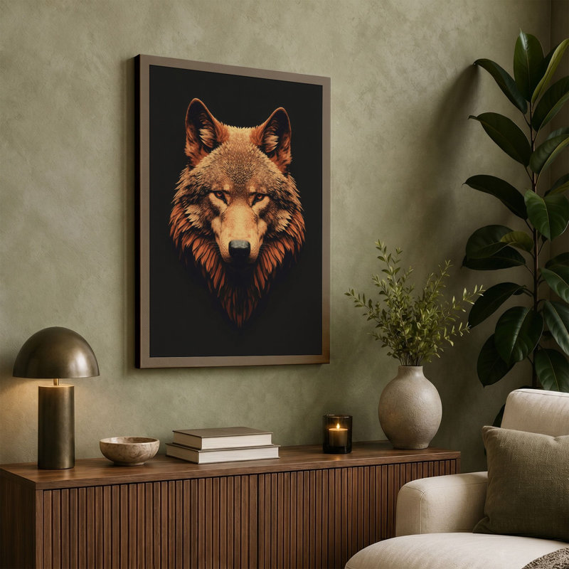 Wolf Portrait Modern - Wrapped Canvas, 18x12 - 45.7 x 30.5 cm, Sage Border