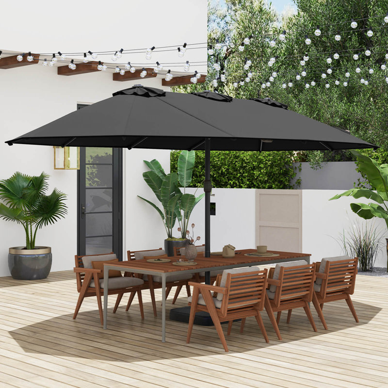 Parasol pour terrasse double 15 pi, Noir