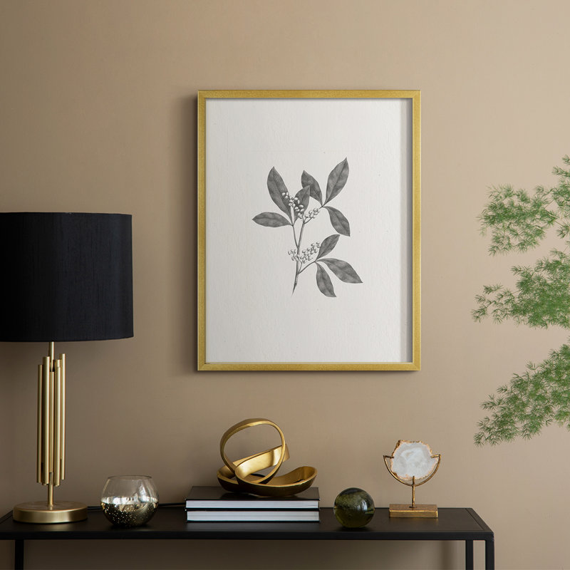Reproduction encadrée rétro en bois massif XCV III, H 15 po x l 12 po, Doré